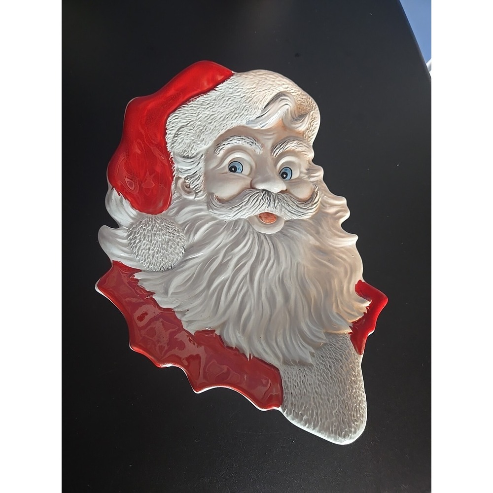 Vintage Santa Clause Ceramic Dish Plate Tray Made in Italy Numbered 7123 Christm